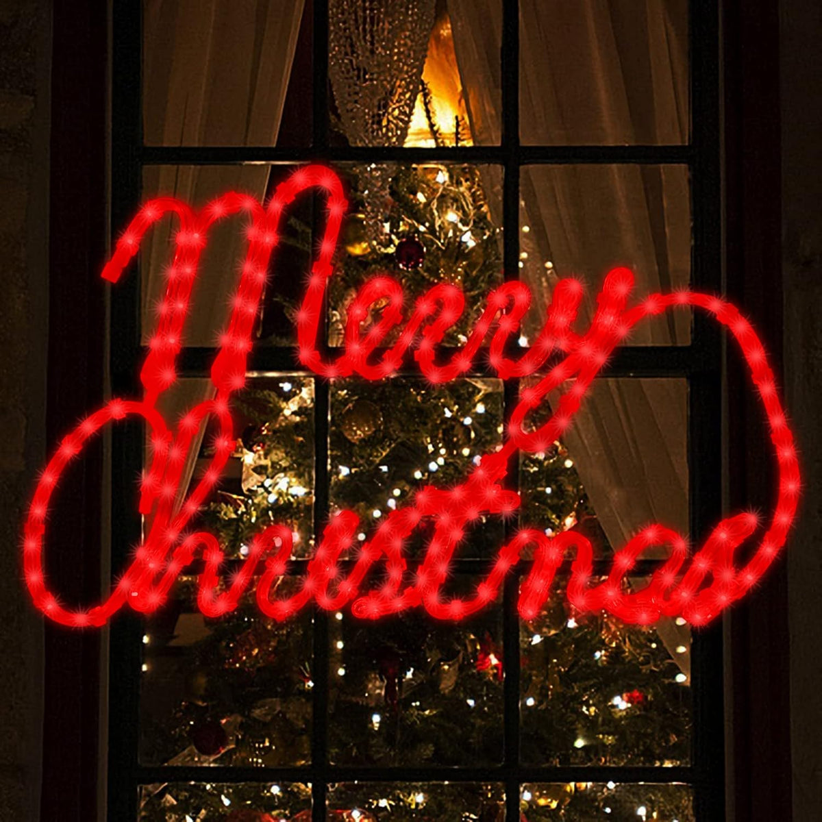 24 Inch Christmas Window Silhouette Lights,Merry Christmas Window Silhouette Lights,Double Side Lamp Decoration For Holi