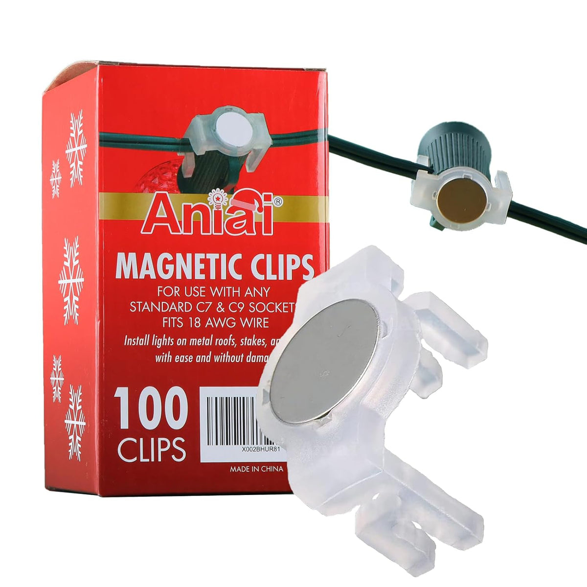 Strong Magnetic Christmas Light Clips,For Outdoor Living, Box Of 100Pcs