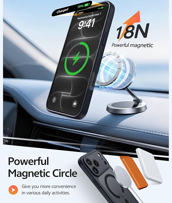 Black iPhone 18 Pro and iPhone 17 Pro Case Compatible with MagSafe