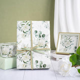 Reversible Floral Wrapping Paper For Women Girls, Mini Roll, Elegant Flower Greenery And Sage Green Gift Wrap Paper For Wedding, Birthday, Bridal Shower, Mother'S Day, 17 Inches X 16.4 Feet