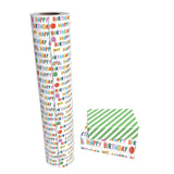 30 Inch Jumbo Reversible Birthday Wrapping Paper - 30 Inch X 100 Feet Jumbo Roll - Colorful Happy Birthday Wrapping Paper For Party, Baby Shower And More Occasions