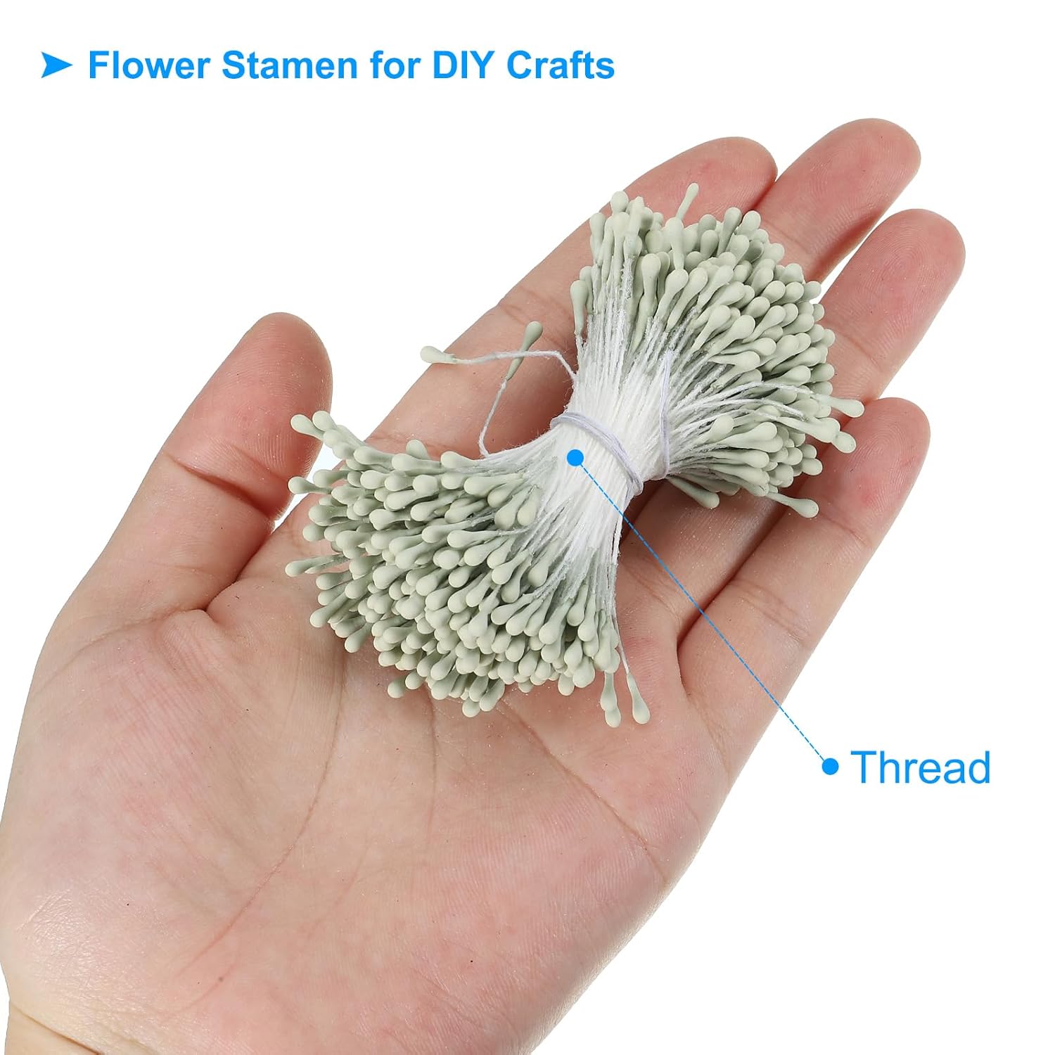 2Mm Double Heads Flower Stamen, 700 Pcs Artificial Flower Stamen Pistil Matt Pearl Floral Stamen For Diy Christmas Card Wedding Decor, Light Green