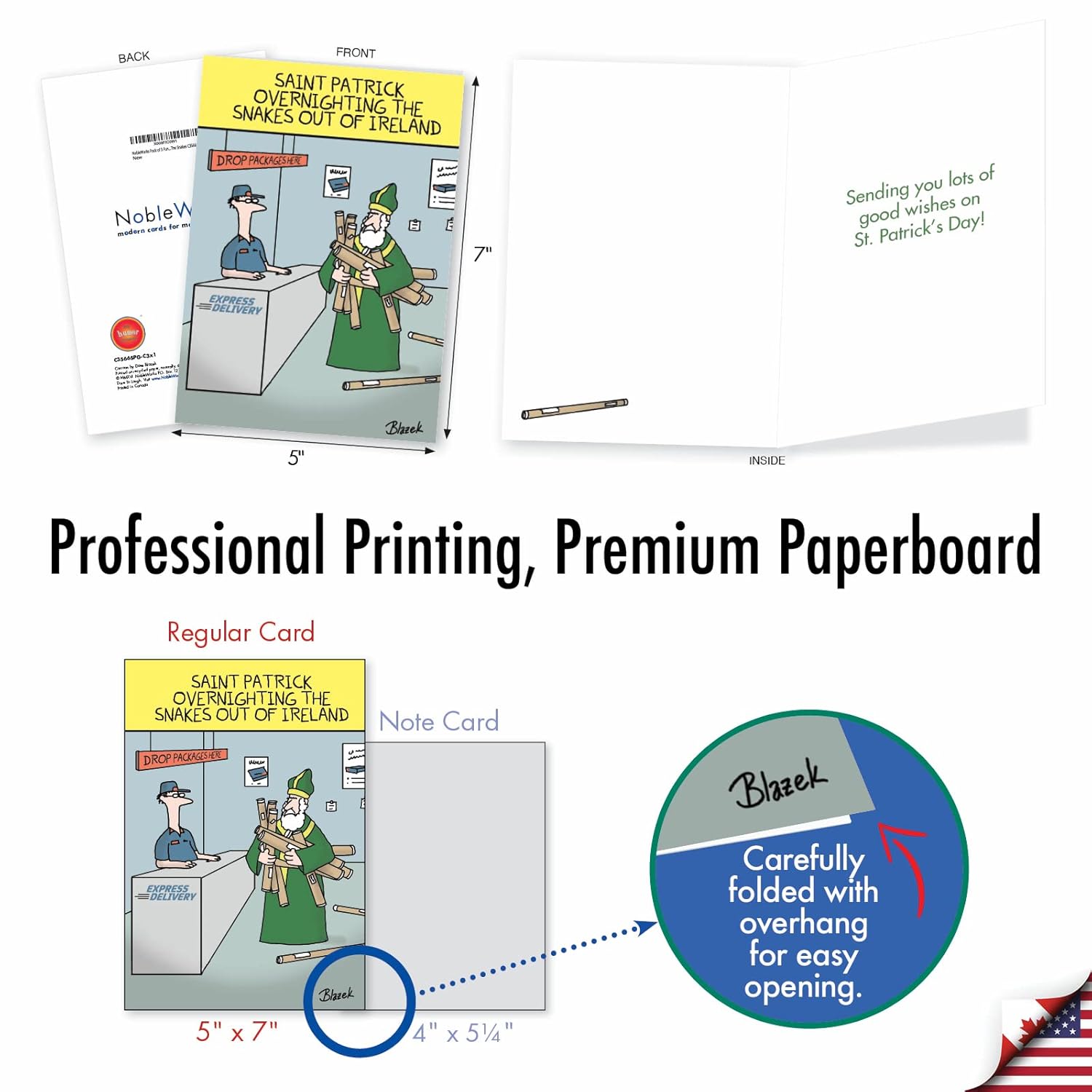 Pack Of 3 Funny St. Patrick'S Day Greeting Cards With Envelopes (1 Designs, 3 Each) Overnighting The Snakes C3566Spg-C3X1