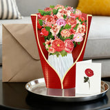 Pop Up Birthday Cards For Women, Peony Bouquet Paper Flowers 11.4 Inch 3D Pop-Up Bouquet Greeting Cards With Blank Mini Note & Kraft Envelope For Wife, Mom, Friend