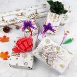 4 Rolls Christmas Wrapping Paper With Cut Lines On Reverse,Coated Paper With Golden Christmas Elements(30In × 144In Per Roll)