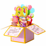 Pink 3D 60Th Birthday Greeting Card With Envelope, Unique Handmade 60Th Birthday Gift Box Card For Her Women Mom Wife Sister Grandmother