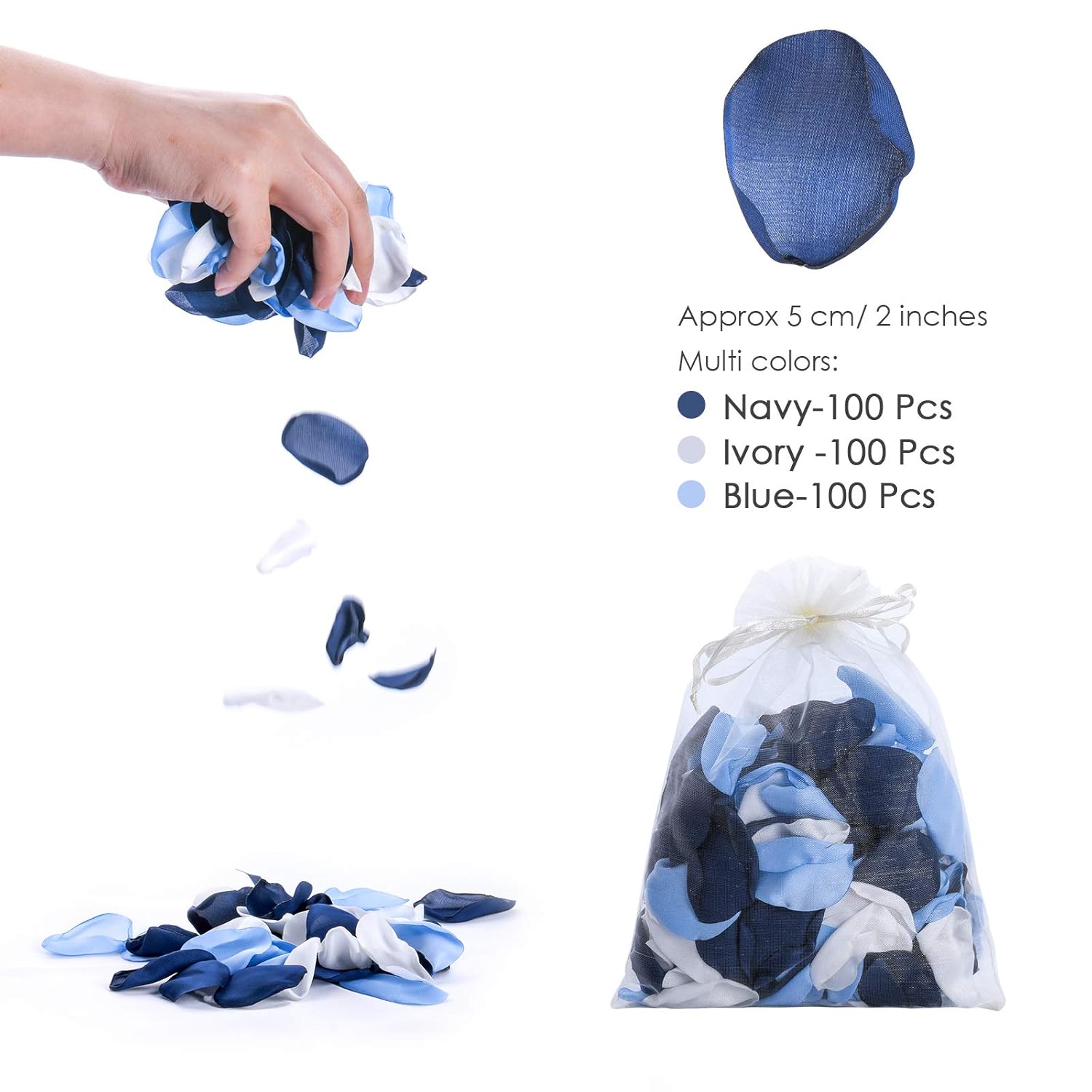 Silk Rose Petals 300Pcs Navy Blue Flower Petals For Wedding Flower Girl Anniversary Table Centerpieces Party Favor Valentines Day Decoration
