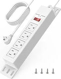 1500J Surge Protector Power Strip 4 Outlets 6FT Cord 45° Flat Plug White