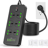 Universal Power Strip 6 Outlets 3 USB 3 USB C 3000W 110 240V Travel Adapter