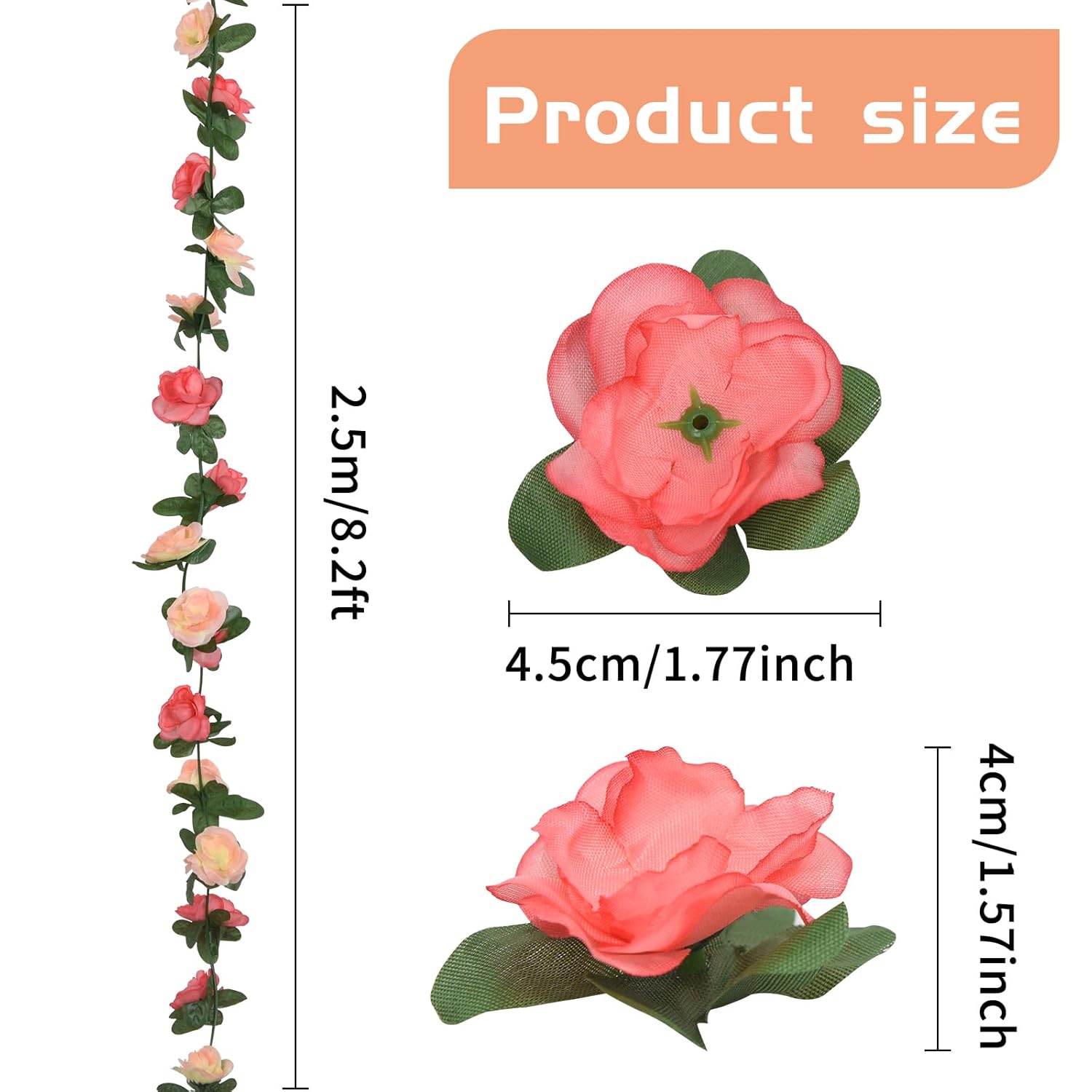 10 Pack Fake Rose Vine Flowers Plants Artificial Flower Hanging Rose Ivy Home Hotel Office Wedding Party Garden Craft Art Déco