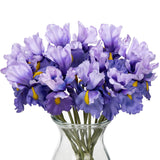 Iris Artificial Flowers 15Pcs Faux Iris Light Purple Flowers 14.2" Real Touch Fake Flowers Picks Bouquets For Wedding Bridal Home Arrangements Office Table Centerpieces Decor