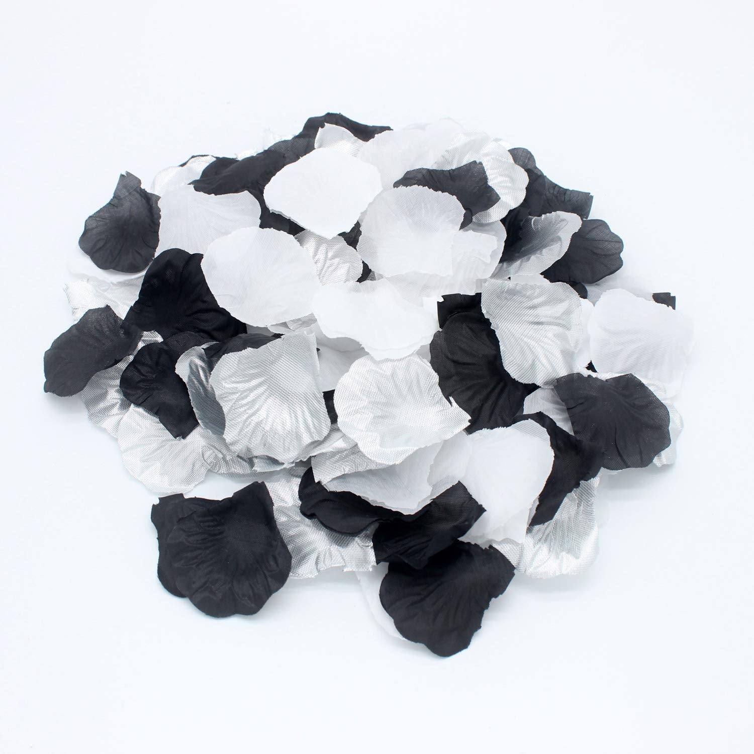900Pcs Silver Black White Artificial Flowers Silk Rose Petals Flower Girl Scatter Petals For Wedding Aisle Centerpieces Table Confetti Party Favors Home Decoration