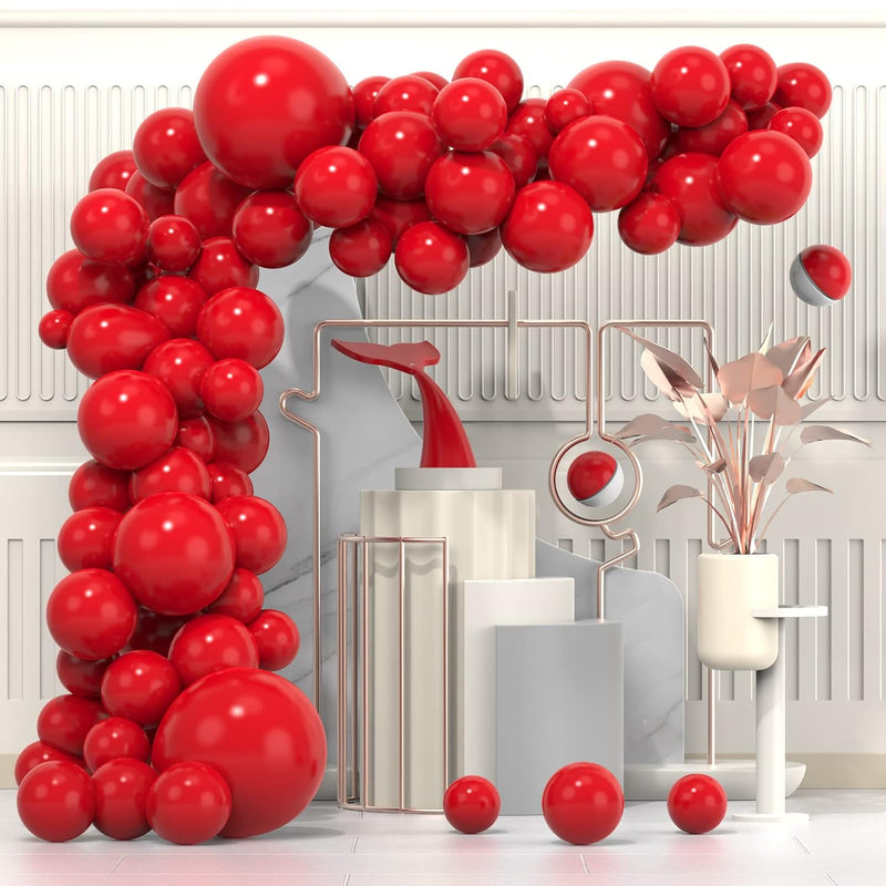 Red Latex Balloon Arch Kit, 102Pcs 18In 12In 10In 5In Arch Garland For