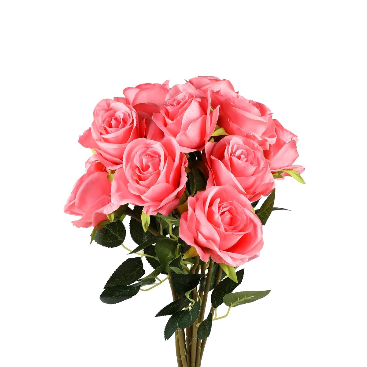 10 Pcs Fake Rose Artificial Flowers, Artificial Rose Long Stem Bouquet, Real Touch Silk Fake Rose For Valentine'S Day Wedding Centerpieces Party Table Decoration (Fuschia)