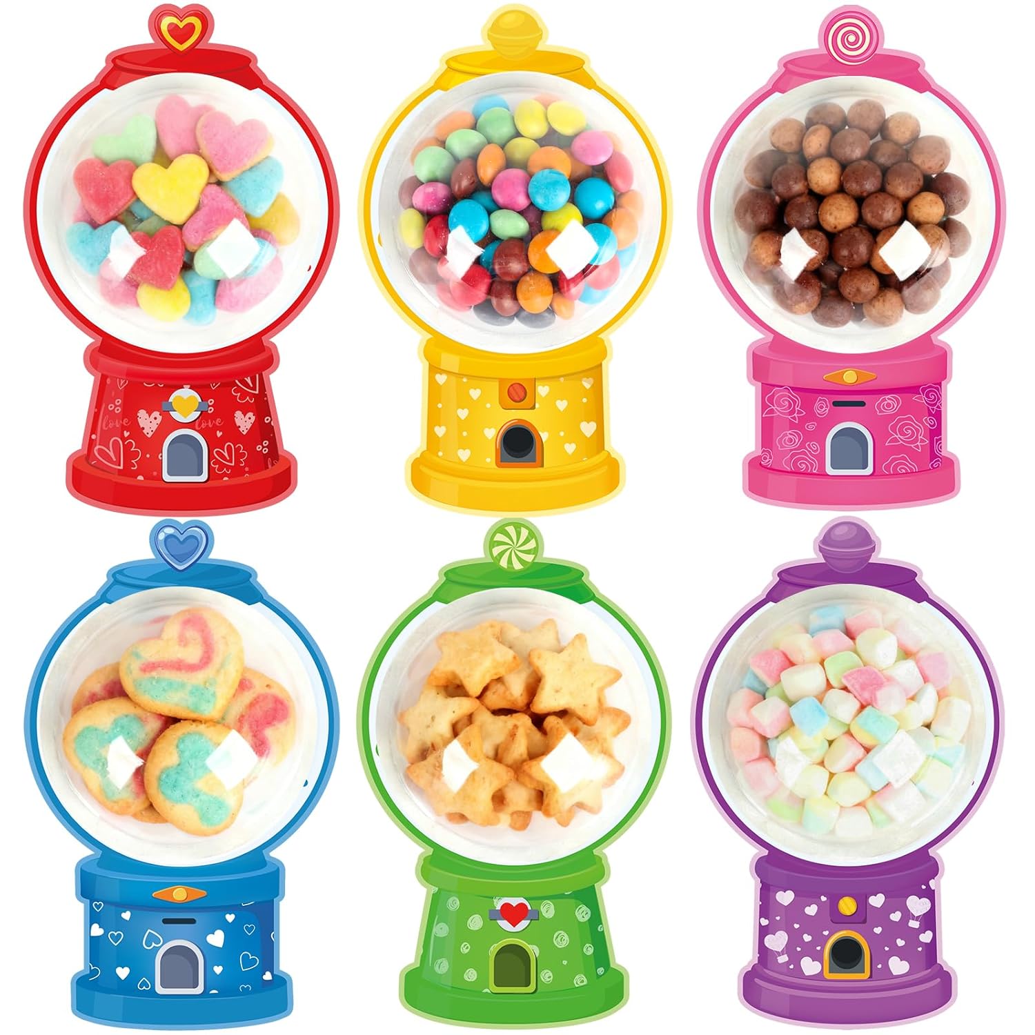 36 Pack Valentines Cards For Kids Diy Valentines Candy Cards With Bubble Gum Machine Design And Round Adhesive Shaker Pouches Classroom Exchange Gifts For Boys Girls School Party Favors