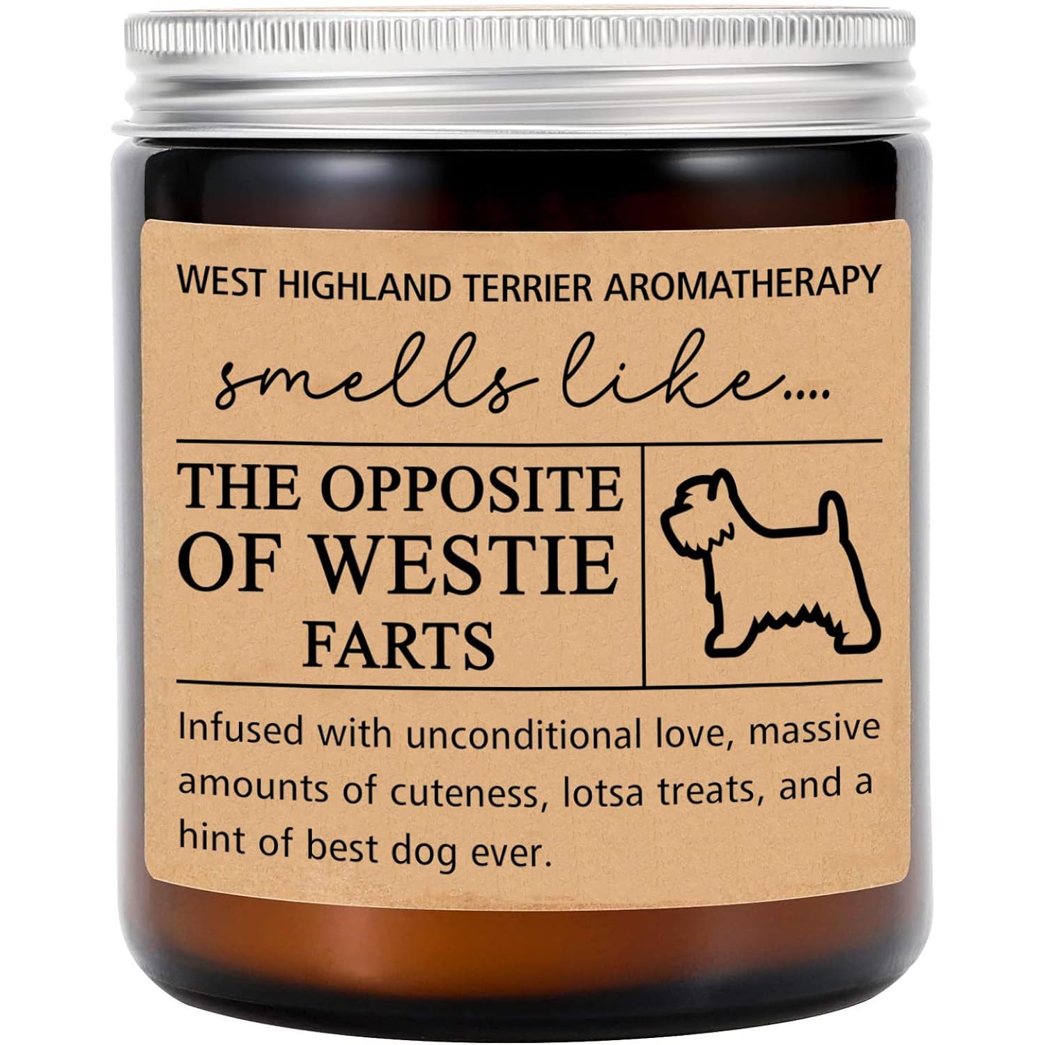 Westie Candle - West Highland Terrier Jar-Candles - Lavender, 8Oz, 50 Hours Burn Time - Scented Soy Wax, Modern Style, Unisex Gift
