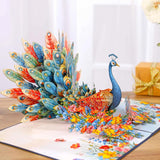 3D Pop Up Greeting Card – Elegant Peacock With Colorful Feathers & Flowers – Unique Card For Birthday, Anniversary, Wedding & Special Occasions, A55