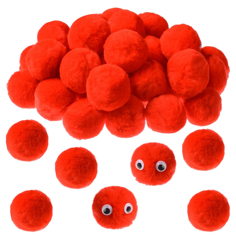 36 Pieces 2 Inch Red Pom Poms Halloween Faux Fur Pompom Ball Large Acrylic Pom