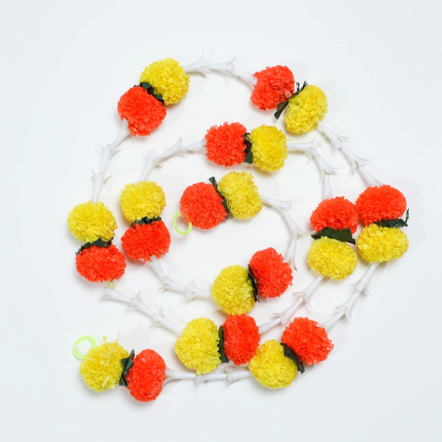 6 Ft Marigold & Lilly Garlands | Artificial Flower | Hosuewarming Indian Wedding Decoration | Plastic Garlands | Bulk Floral Wall Decor, Backdrop, Diwali Decor | (Pack Of 5)