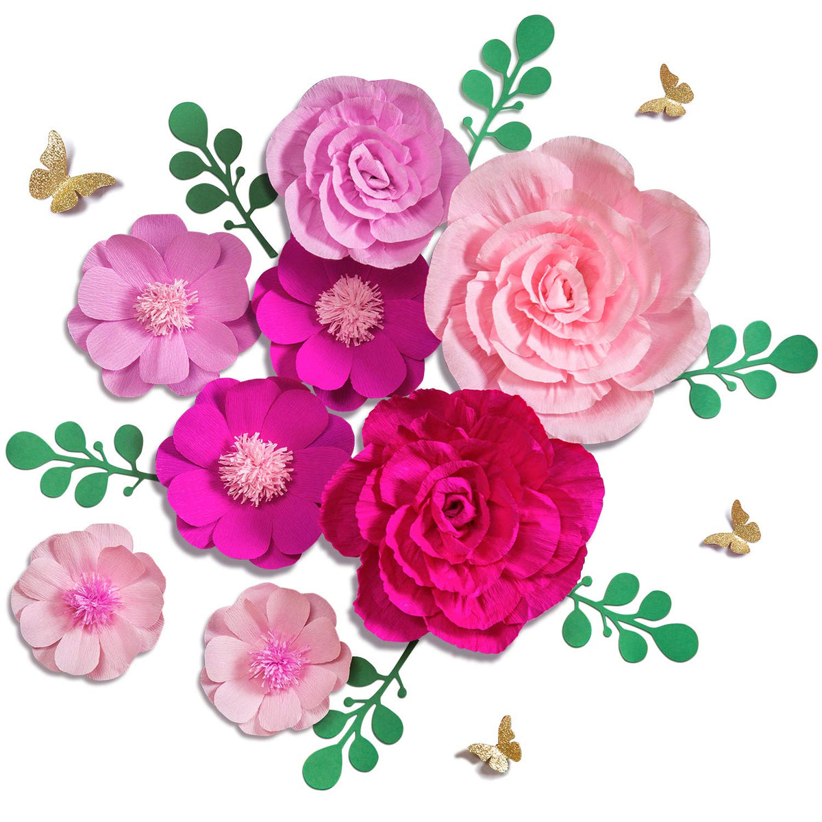 Giant Paper Flowers Decoration For Wall 3D Artificial Flowers Wedding Backdrop Handcrafted Rose For Baby Shower Bridal Shower Nursery Wall