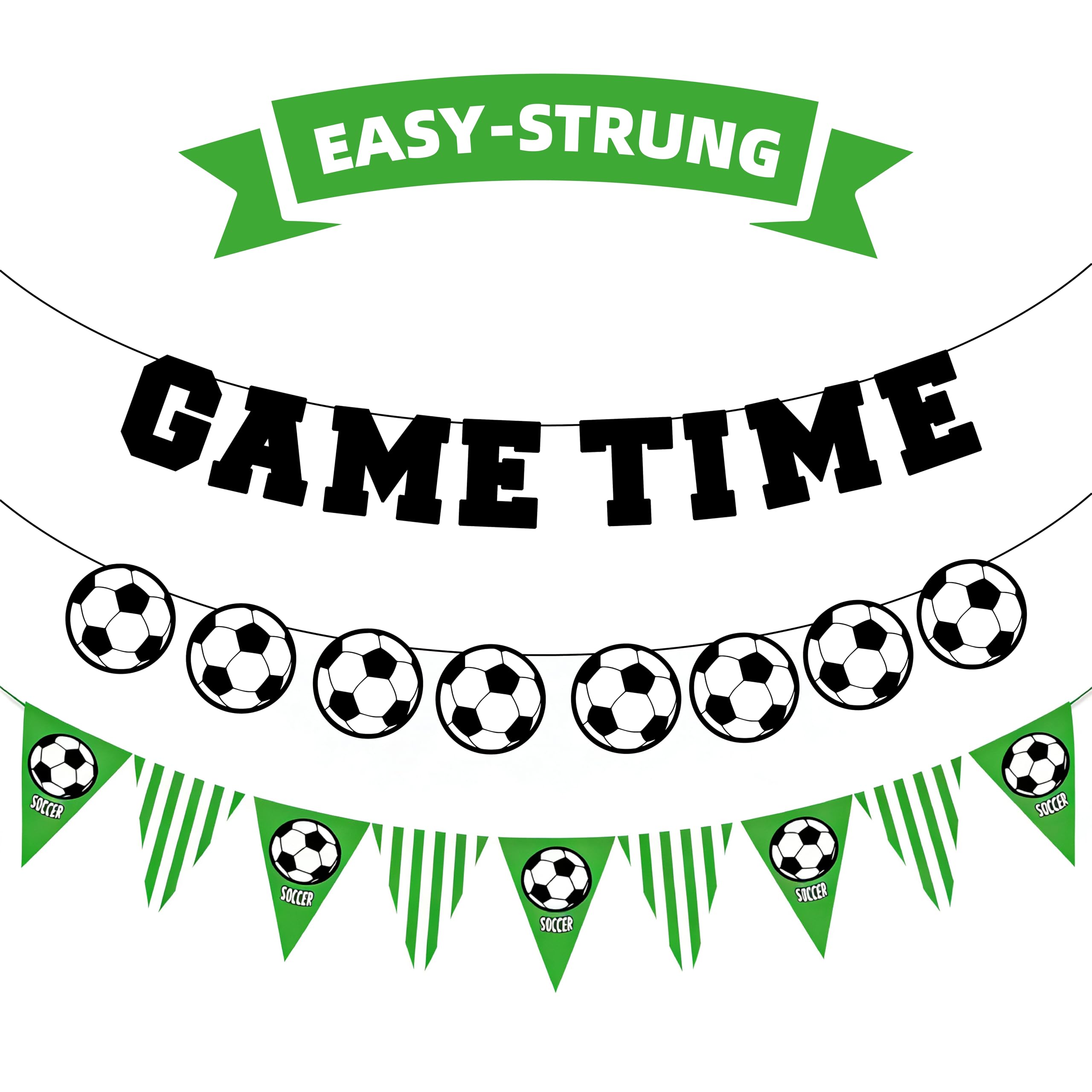 Game Time Soccer Banner 16ft Reusable 3 Strings for Party