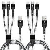 2 Pack 4FT 3 in 1 Multi Charging Cable Braided USB C Lightning Charger for iPhone
