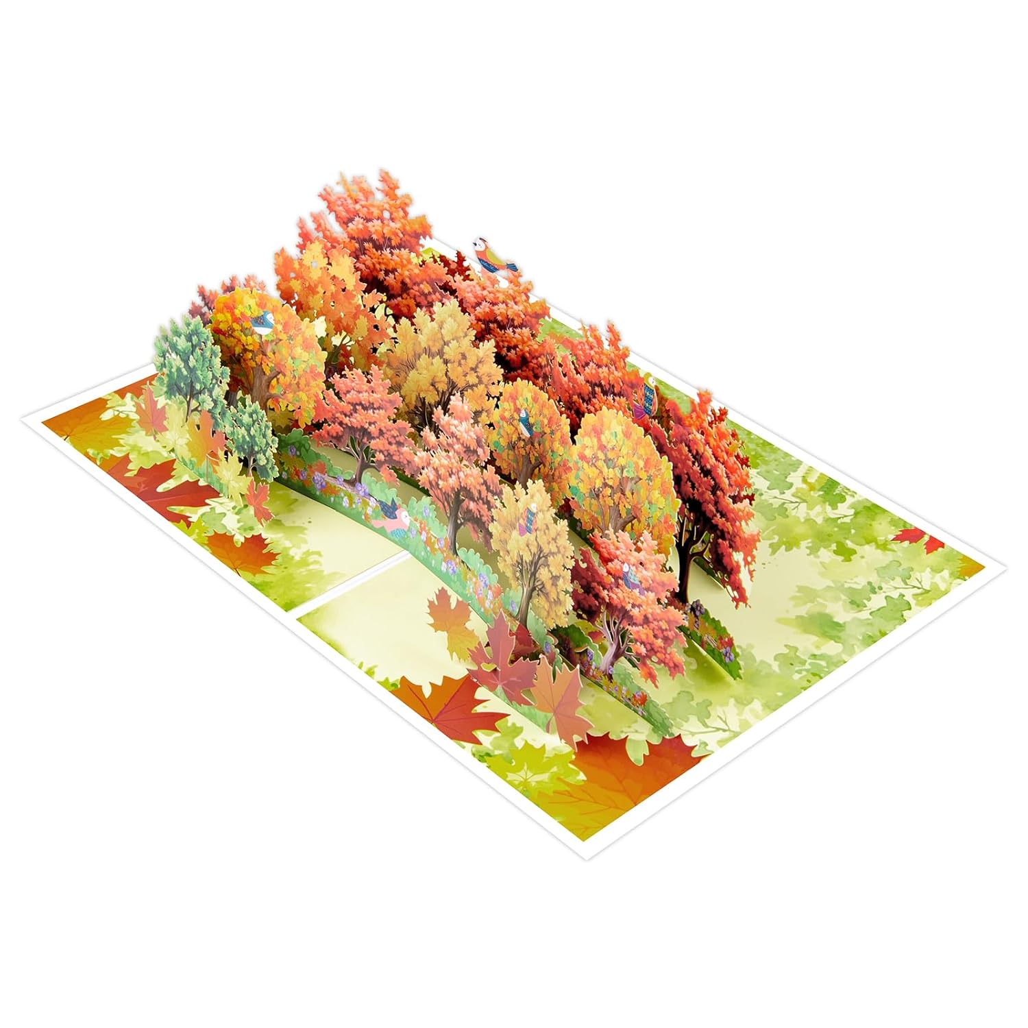 Row Of Maple Trees Pop Up Paper Flower Bouquet Greeting Cards With Blank Note & Envelope, Ideal Gift For Celebrating Love, Holiday, Birthday, Anniversary, Special Moments, New Home