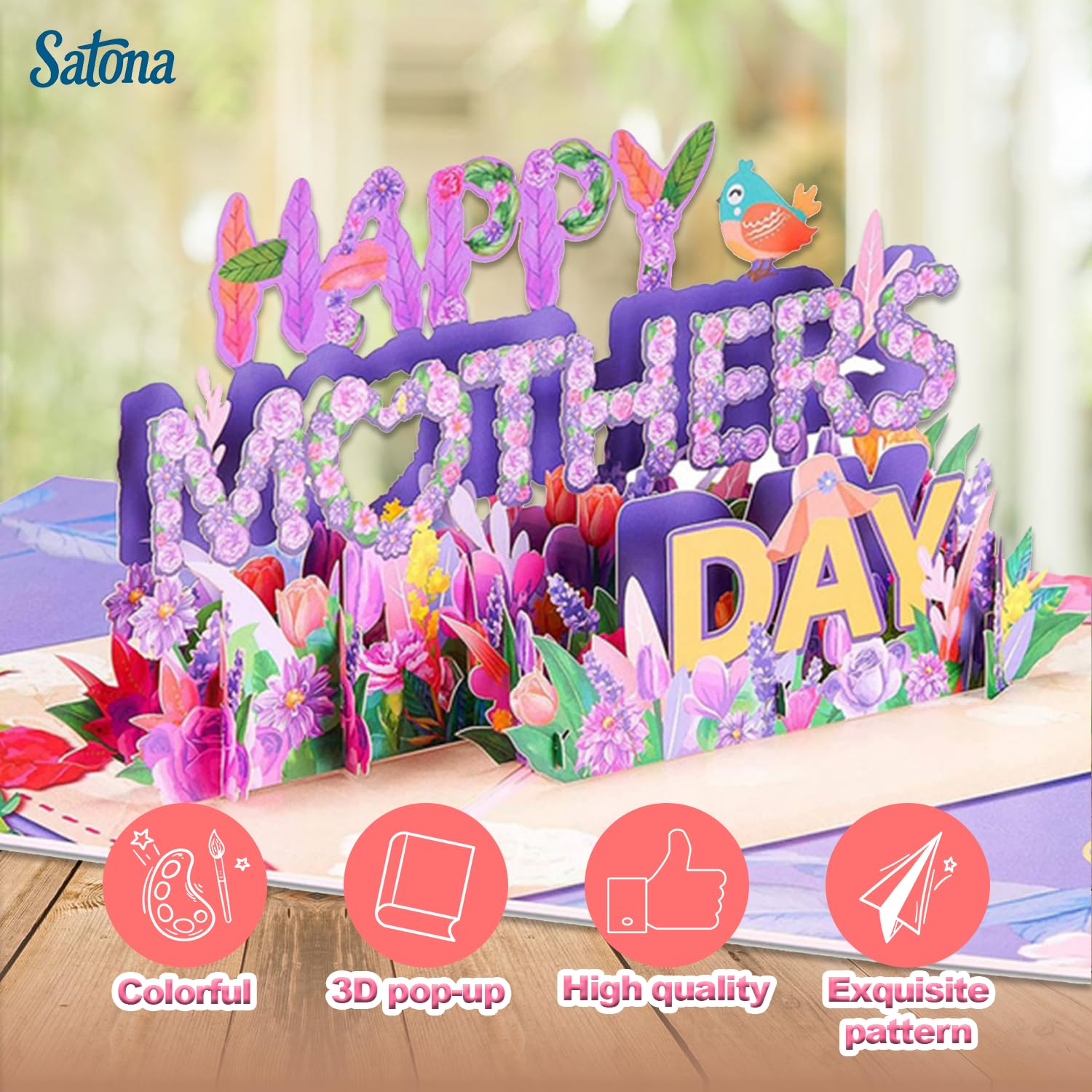 3D Mother Pop-Up Greeting Card, Elegant Floral Scene, Includes Envelope & Message Card, Perfect For Mothers, Wives, Grandmas, Or A Special Occasion (Happy Mother’S Day)