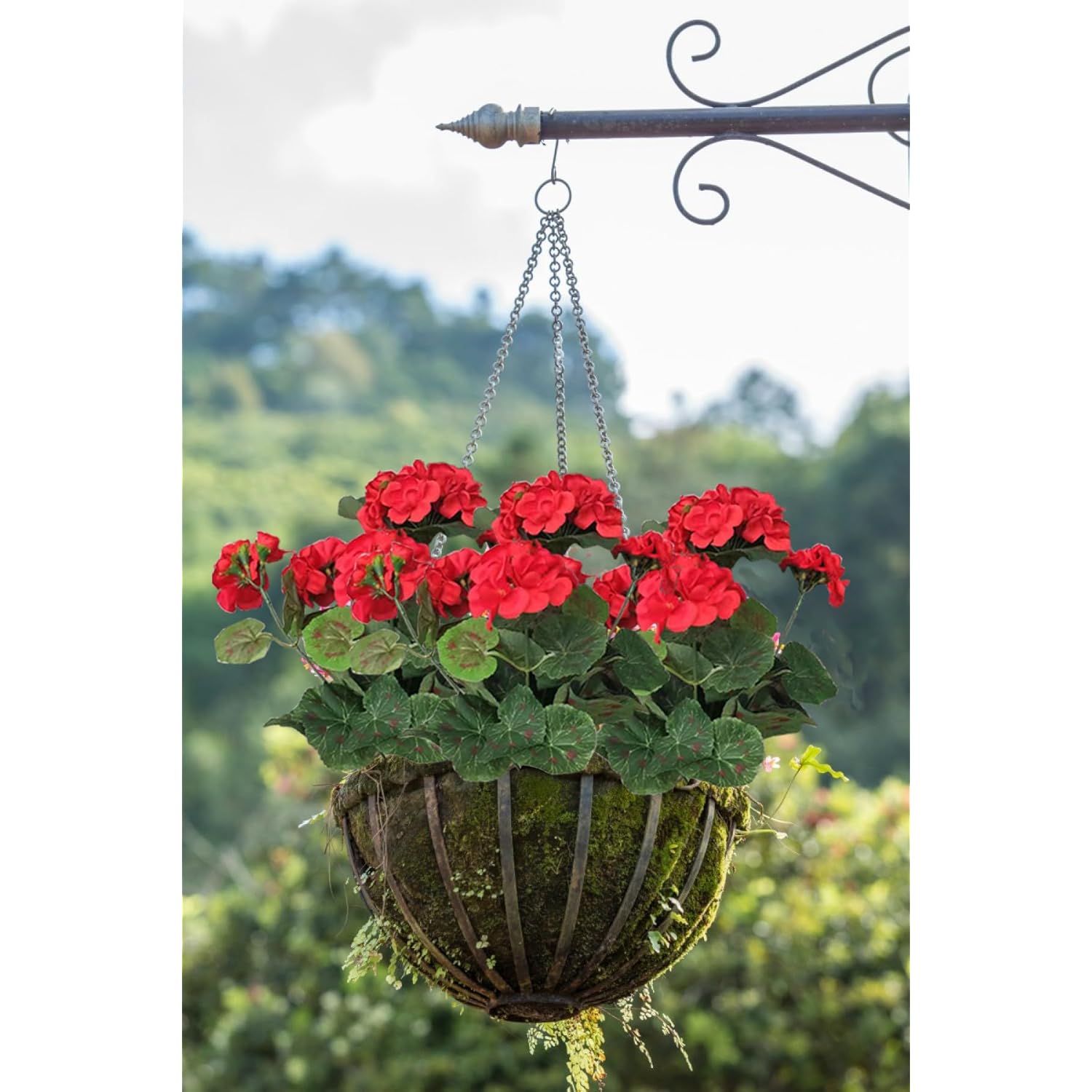 4Pcs Artificial Geranium Flowers Red Faux Silk Geranium Floral Bushes 14.2 Inches For Outdoor Decor Planter Pot Indoor Garden Patio Table Centerpiece