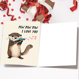 Cute Otter Valentines Day Card For Husband Wife, Sweet Anniversary Birthday Gifts For Girlfriend Boyfriend, I Love You Card