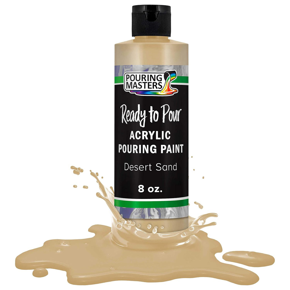 Pouring Masters Desert Sand Ready To Pour Acrylic Pouring Paint - Premium 8-Ounce Pre-Mixed Fluid Acrylic Paint - Fluid Art Supplies For Canvas, Wood, Paper, Tile & Rocks