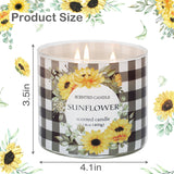 Sunflower Candle, Fall Candles, Sunflower Scented Candles Gift For Women, 3 Wicks Large Candle, 14 Oz