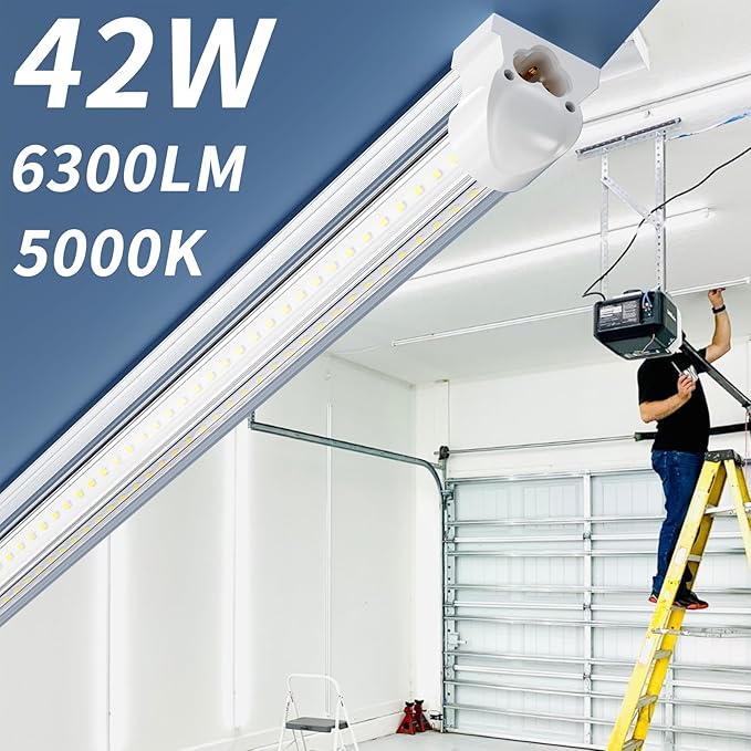 12 Pack 4FT T8 LED Shop Lights 42W 6300LM 5000K Daylight Linkable Plug and Play Garage Ceiling Lights