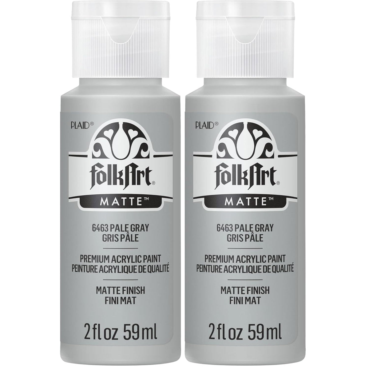FolkArt Acrylic Paint in Assorted Colors (2 oz), Pale Gray (Pack of 2)