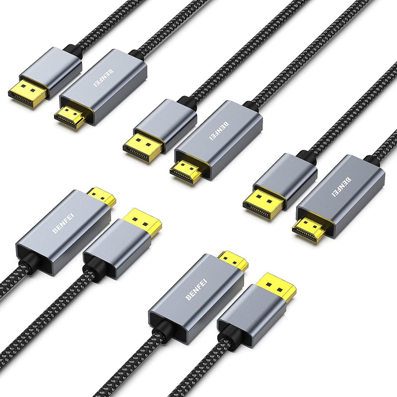 BENFEI 5 Pack 4K DisplayPort to HDMI 6 Feet Cable[Aluminum Shell, Nylon Braide