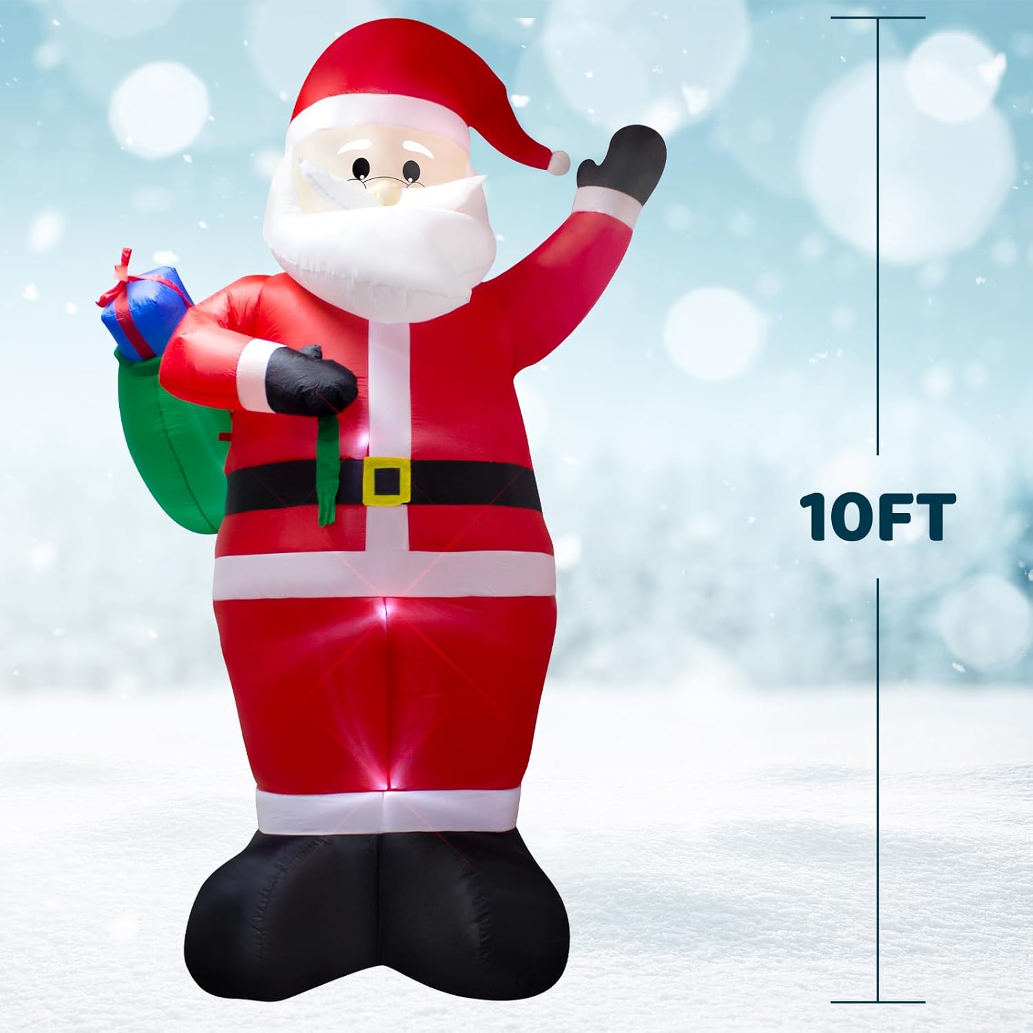 10 Foot Christmas Inflatable Santa Claus Carries The Package Christmas Blow Up Indoor Outdoor Yard Decoration- Wm - 10