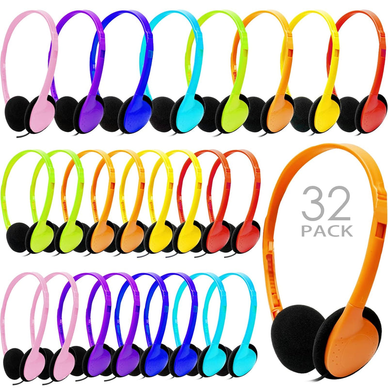 32 Pack Kids Headphones Bulk Multi Color For School Classroom Students Childre