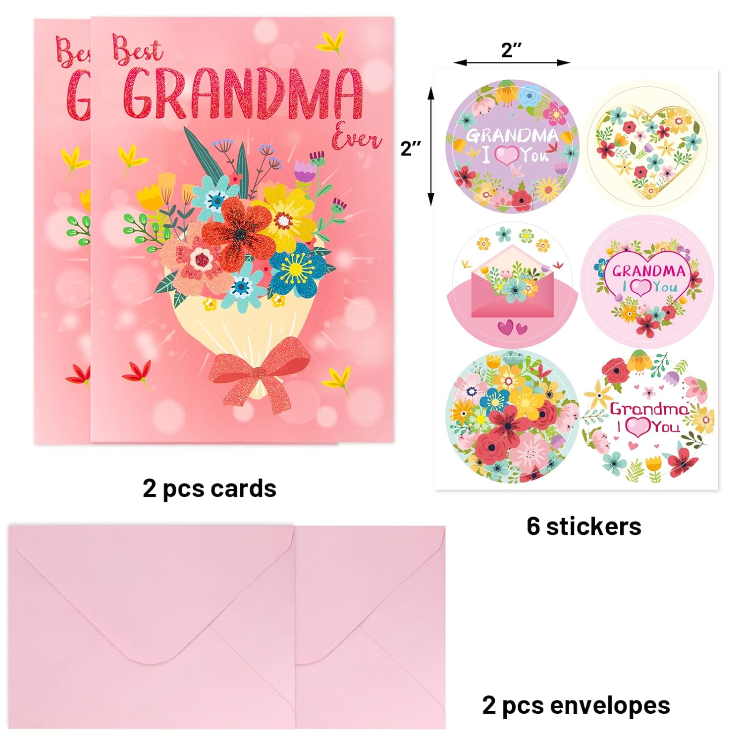 Mothers Day Card For Grandma 2 Pack Happy Mother’S Day Greeting Cards With Envelopes From Grandson Granddaughter