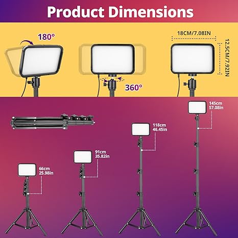 RGB Photography Video Light with Adjustable Tripod Stand 16 Color Studio Light