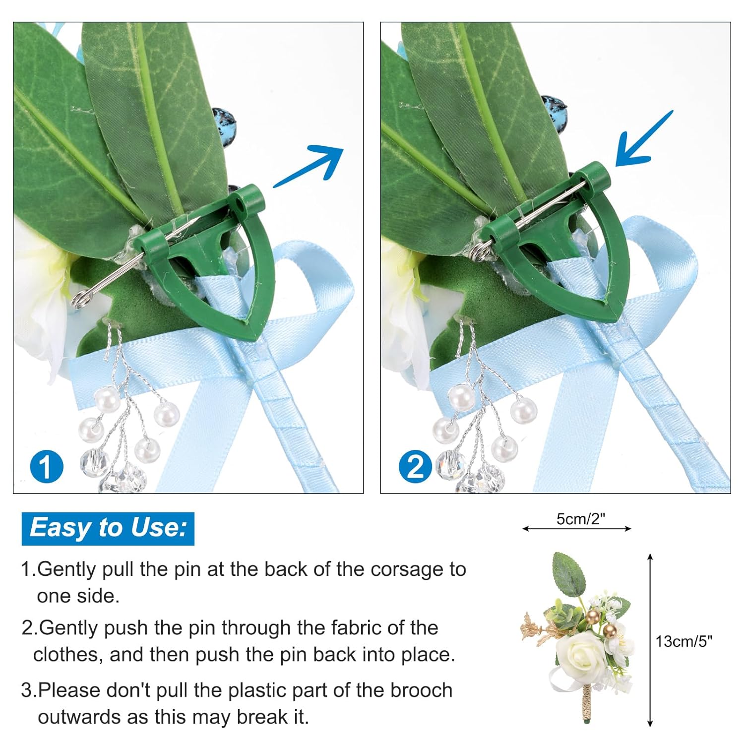 uxcell 6pcs White Rose Boutonnieres for Men, Buttonholes Pocket Corsage Artificial Flowers with Boutonnieres Pins for Bride Groom Wedding Ceremony Anniversary Formal Party