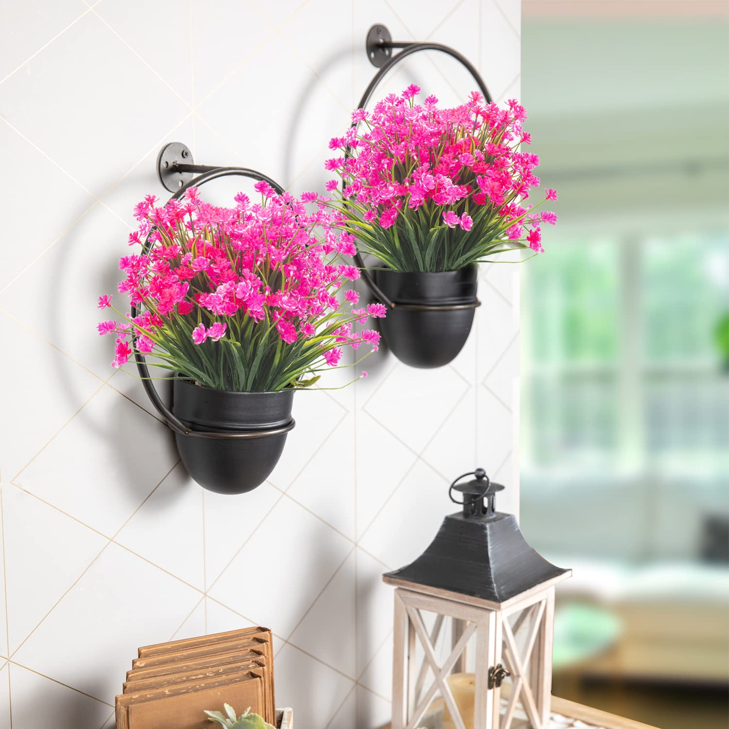 8 Bundles Artificial Daffodil Outdoors Flowers (Pink-Daffodil)