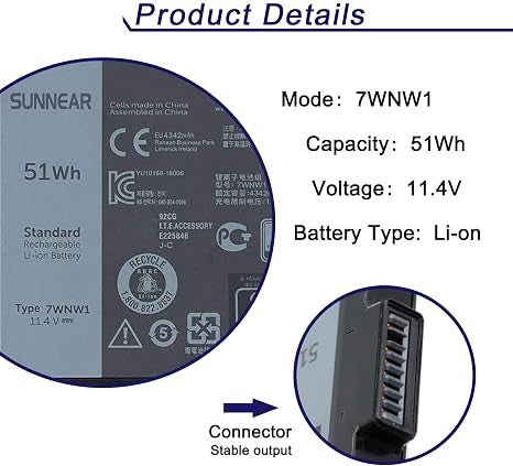 7WNW1 51Wh Replacement Laptop Battery for Dell Latitude Rugged Extreme Series