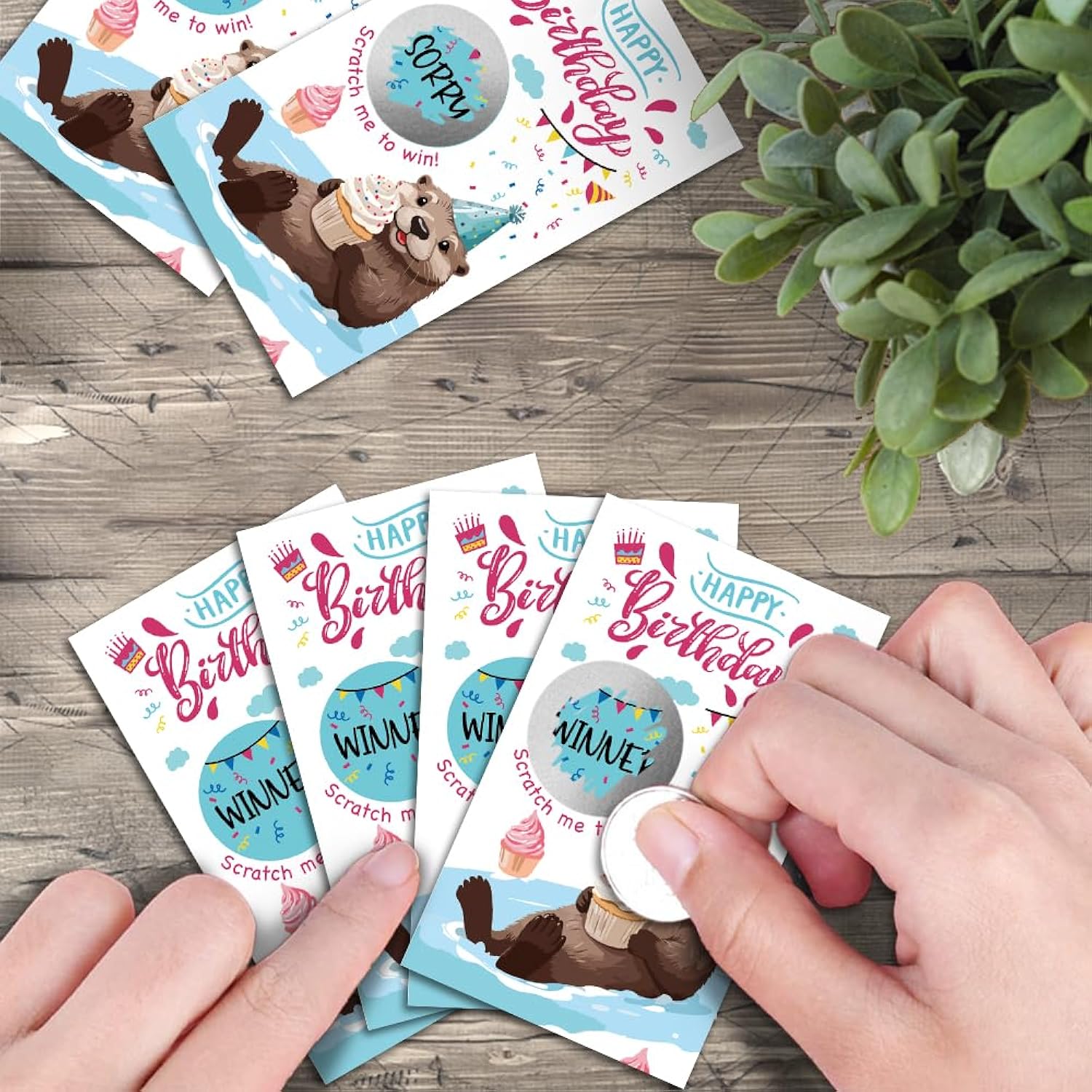 50 Pack Happy Birthday Scratch Off Cards, Cute Otter Scratch Ticket For 1St 18Th 19Th 21Th Birthday Party, Funny Party Supplies For Otter Lover, Raffle Ticket Lottery Group Game For Baby Shower