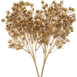Artificial Golden Babysbreath Plants, Fake Baby Breath Plant - Gold 2 Pack, Plastic Gypsophila Flower Bushes Faux Shrubs Indoor Outdoor Planter Vase Filler Home Garden Decor For Christmas Decoration