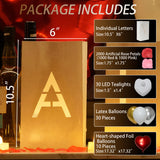 I Love You Light Up Letters Signs, Romantic Proposal Anniversary Valentines' Day Decorations With Luminary Paper Bags, 30 Led Tea Light Candles, Red Heart Balloons, Artificial Rose Petals