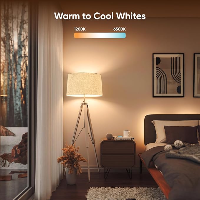 Matter Smart LED Light Bulbs 2 Pack A19 E26 RGBTW Color Changing 1000LM Alexa Google Home Compatible