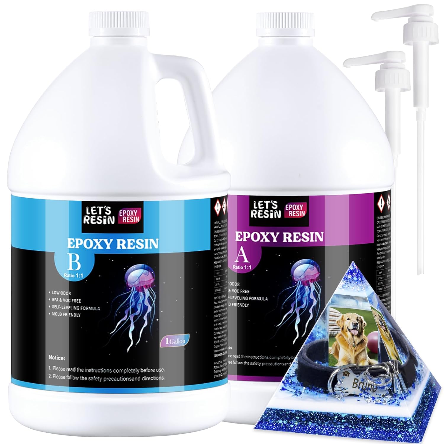 2 Gallon Epoxy Resin With Pumps, Bubble Free Resin Epoxy Kit, Crystal Clear Epoxy Resin And Hardener For Diy Art, Molds,Craft