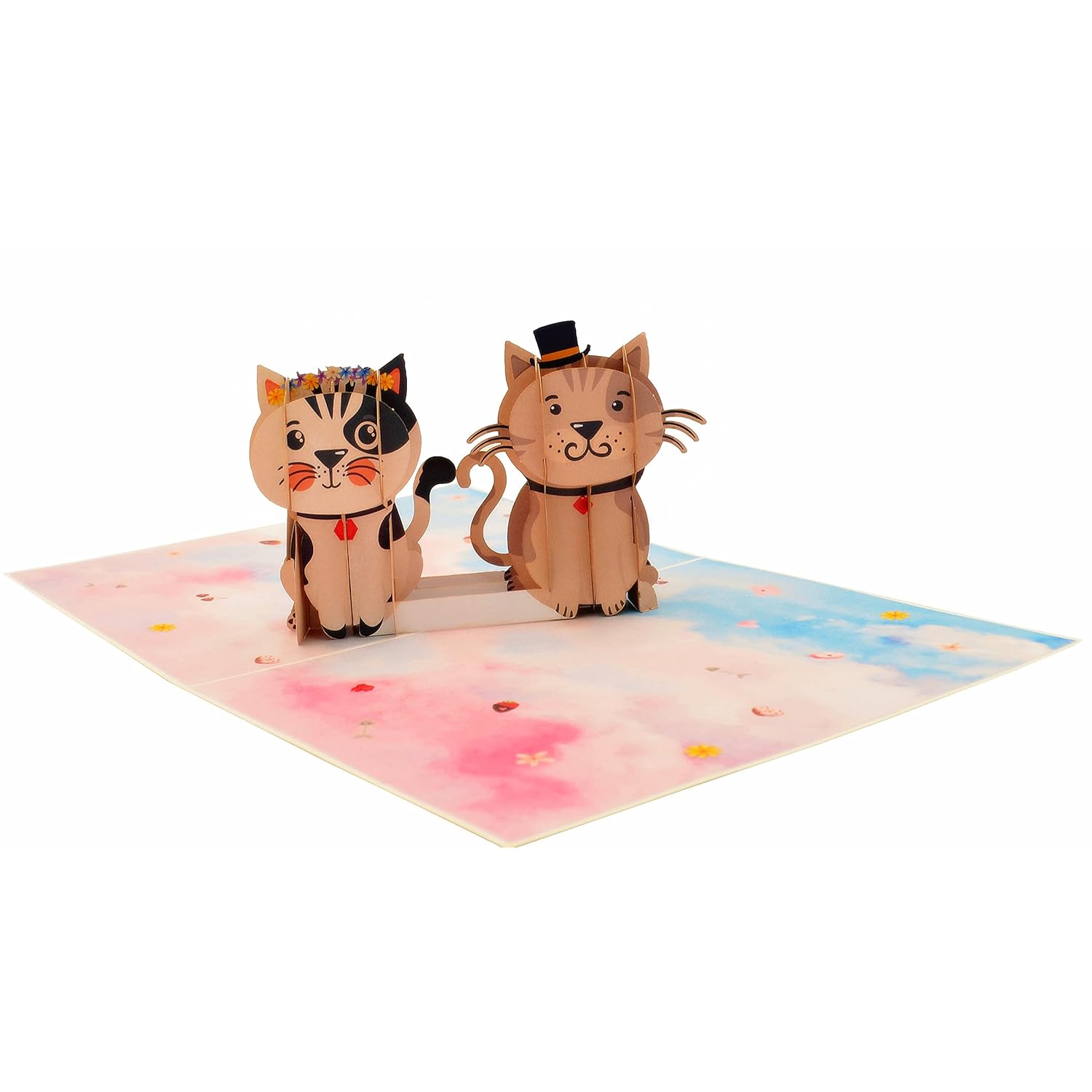 Mr And Mrs Cat Pop Up Card Come With Magic Flying Butterfly- Card For Cat Loving Friends, Anniversary Card, Wedding Card, Christmas, Mother'S Day, All Occasions. 6" X 8" When Closed (Mr&Mrs Cat)