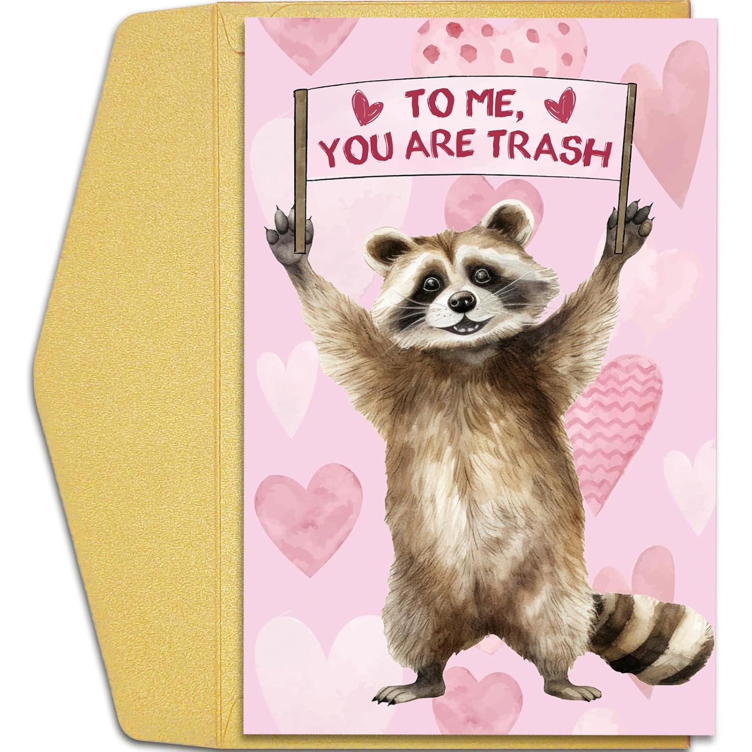 Funny Raccoon Valentine'S Day Card, Cute Anniversary Card For Men Women, Lovely Birthday Cards For Husband Wife Boyfriend Girlfriend, To Me You Are Trash Raccoon Greeting Cards