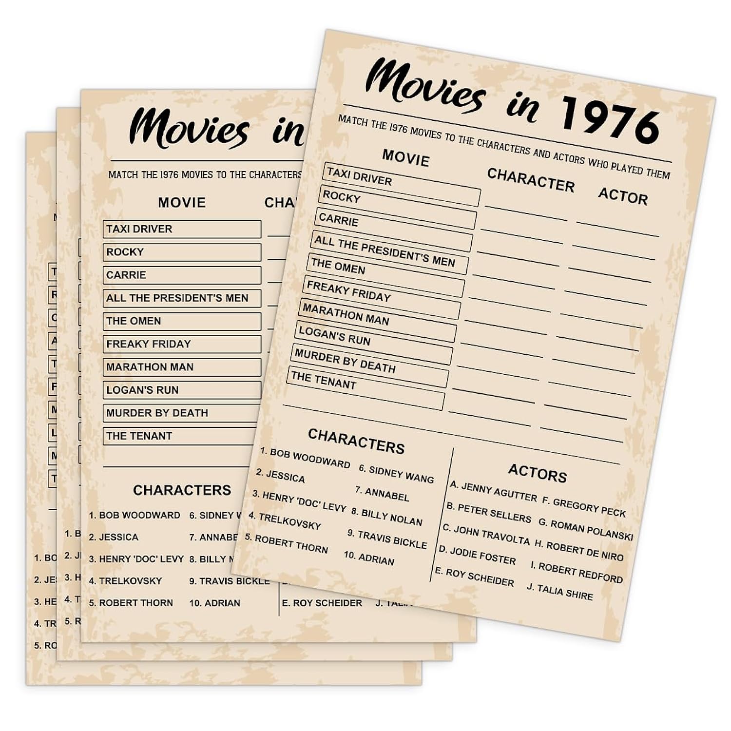 50Th Birthday Party Games, Movie In 1976 Games, Birthday Party Supplies For Adults, Fun 1976S Party Game?Pack Of 30 Cards
